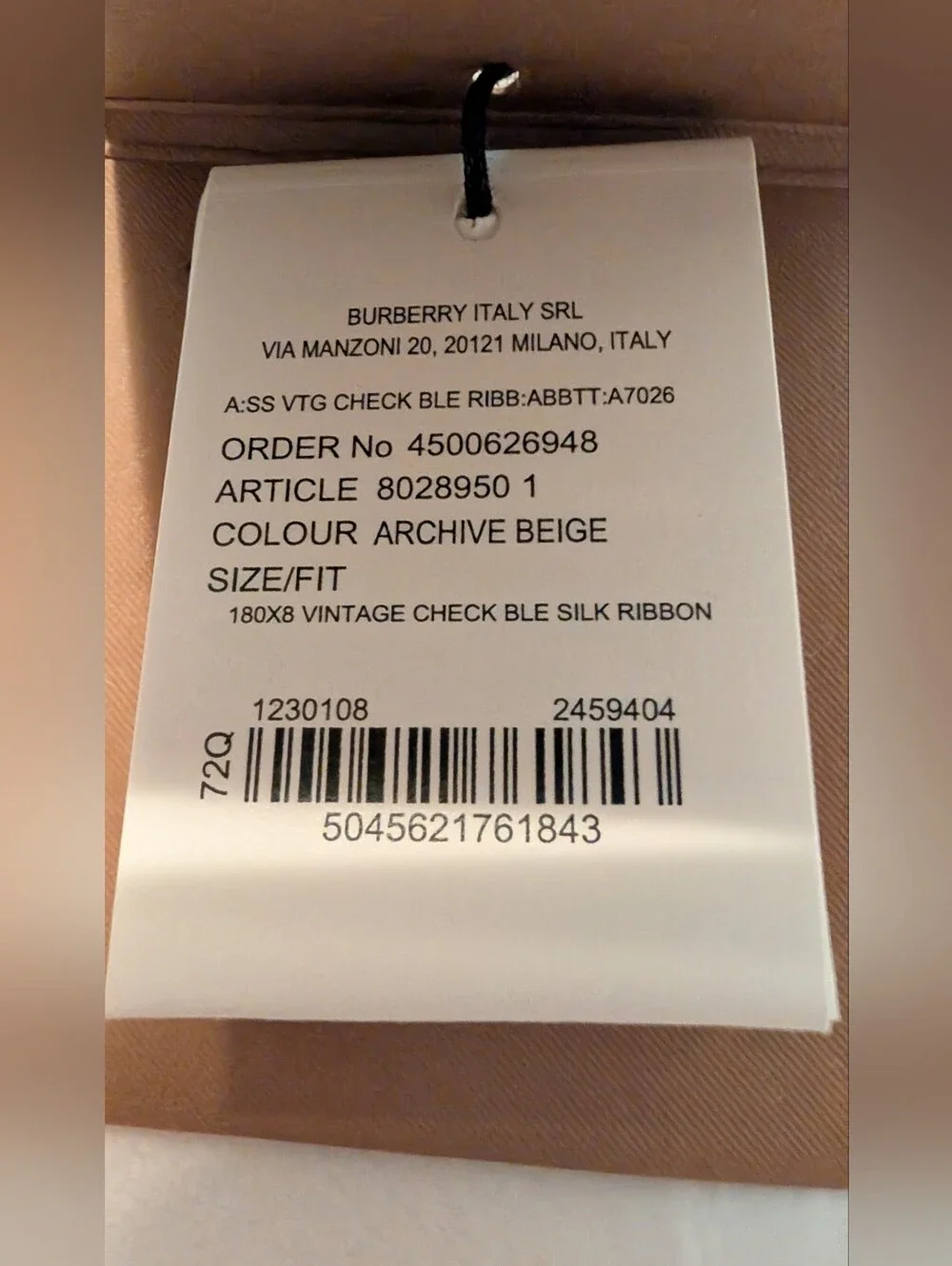 Burberry Vintage Check Mulberry Silk Skinny Scarf